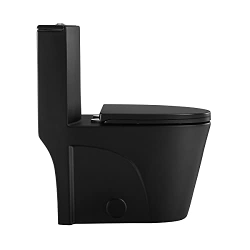 Image of St. Tropez One Piece Elongated Toilet Dual Vortex Flush 1.1 /1.6 gpf with 10 inch Rough-In, Matte Black
