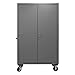 Durham 3502M-BLP-42-5295 Lockable Mobile Cabinet with 42 Blue Hook-On Bins, Flush Door Style, 48" Wide, 14 Gauge, Gray