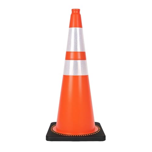 Berry 75CM Unbreakable Traffic Cone - Orange | High-Visibility PVC Safety Cone with Black Weighted Base | Reflective Road Cone for Parking Road Safety & Construction - Set of 1