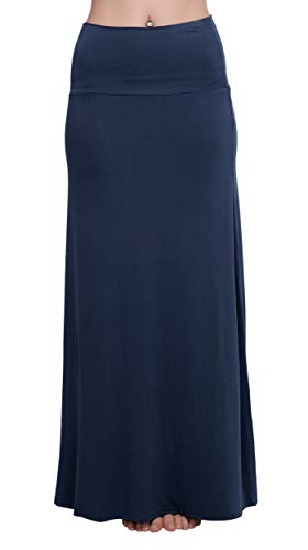 Image of Urban CoCo Women's Stylish Spandex Comfy Fold-Over Flare Long Maxi Skirt