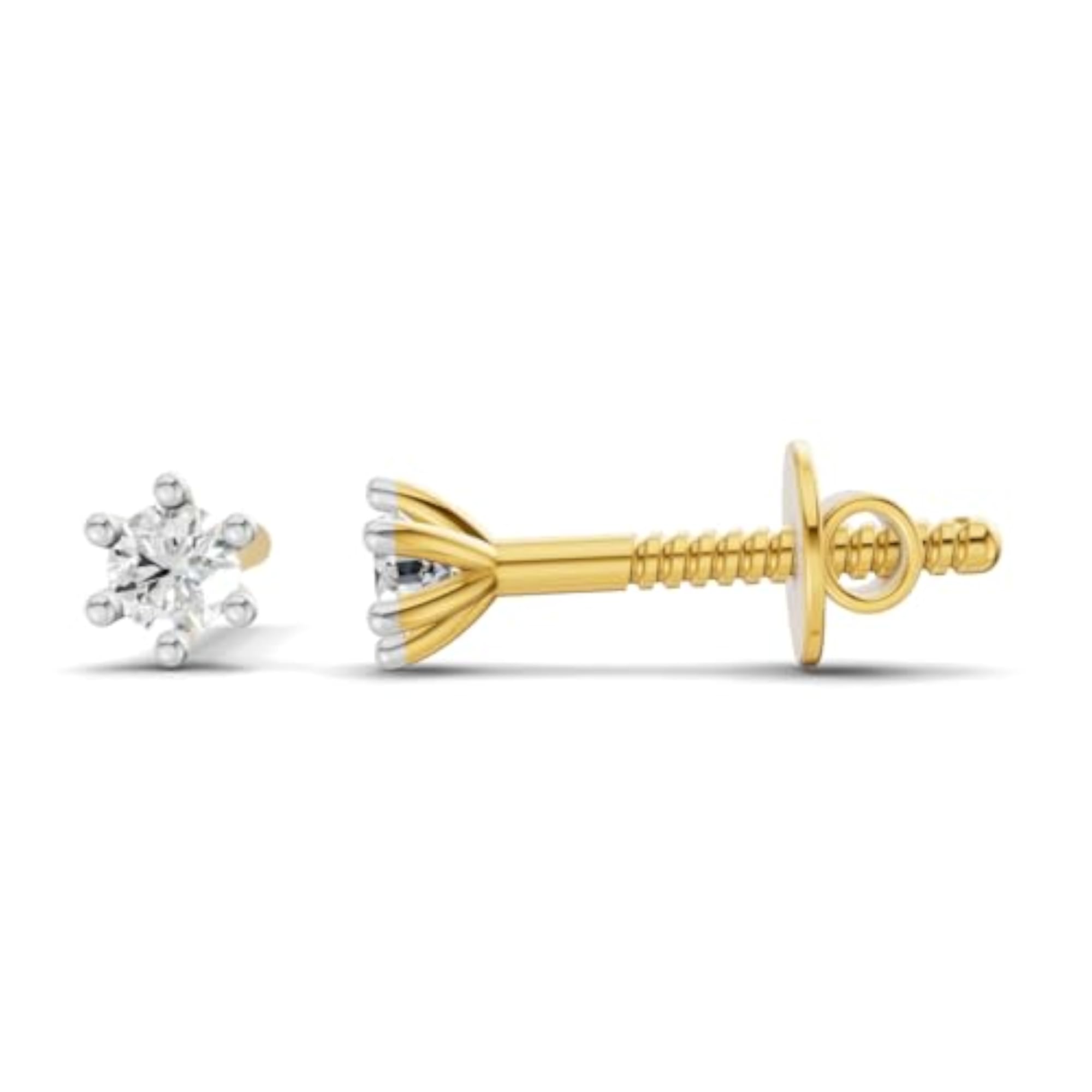 Women's 0.09 Ct Lab Grown Diamond Stud Earrings, 925 Silver