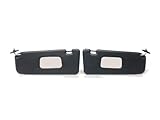 Sun Visor Set with Mirror Compatible with BMW E30 (1982–1991), E21 (1975–1983), E10 2002 Series (1970–1976) Sedan & Coupé – Unperforated Leather LHD L&R Pair for Restoration (1968–1992) (E-30 Black)