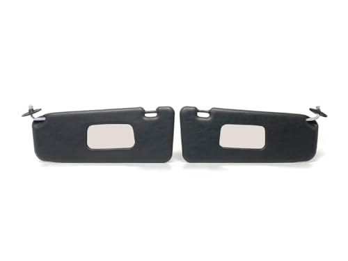 Sun Visor Set with Mirror Compatible with BMW E30 (1982–1991), E21 (1975–1983), E10 2002 Series (1970–1976) Sedan & Coupé – Unperforated Leather LHD L&R Pair for Restoration (1968–1992) (E-30 Black)