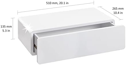 Gloss White CASSY FLOATING Drawer 1 Shelf 51x27x14cm