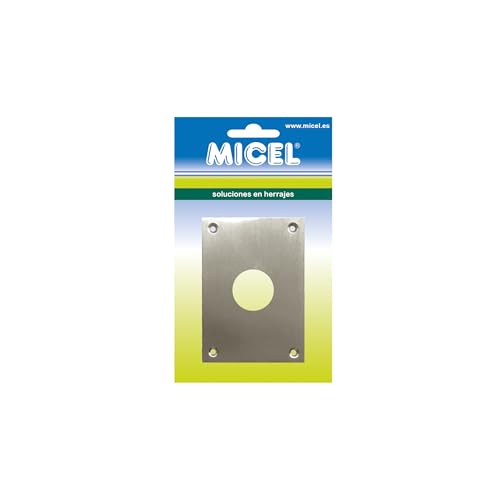 MICEL - 92662 - Runde Schlüsselplatte für Türschloss, satiniertes Nickel, Dicke 1 mm, 70 x 100 mm