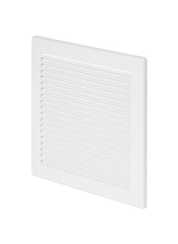Awenta Rejilla de ventilación de 200 x 200 mm, color blanco con rejilla de malla - Rejilla de ventilación acanalada para el hogar, la cocina y el baño - Fácil de instalar - Ventilación HVAC