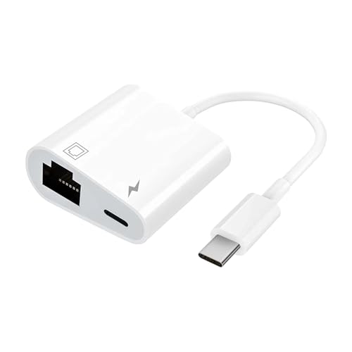 USB C to Ethernet Adapter with Charging, Type-C to RJ45 Ethernet Adapter, Portable USB-C Ethernet LAN Network Adapter Compatible for iPhone 15 Pro/Max/Plus MacBook Pro Air 2018, Samsung, iPad and More