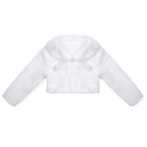 Kids Girls Faux Fur Long Sleeve Jacket Coat Wedding Flower Girl Shawl Tippet Bolero Shrug Winter Outwear3