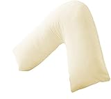 SYSN Almohada ortopédica de maternidad de lujo en forma de V con relleno adicional para el cuello y la espalda de apoyo (color crema)