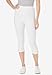 Woman Within Plus Size Stretch-Cotton Knit Pull-On Capri Leggings - L, White