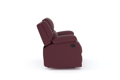 Image of Amazon Brand - Solimo AeroEase Velvet Fabric | Single Seater Sofa Recliner | Manual Recliner (Leatherette Maroon)