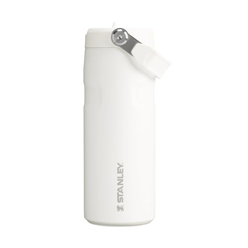 Image of Stanley 1913 Flip Straw Sports Water Bottle with Straw 0.47L - 8 Hours Cold - 40 Hours Iced - Stainless Steel - BPA Free - Leak Resistant - Fits in Cup Holder - Dishwasher Safe - Frost | 8 Hours Cold - 40 Hours Iced - BPA-Free - Leak Resistant - Dishwasher Safe - Fits Cup Holder