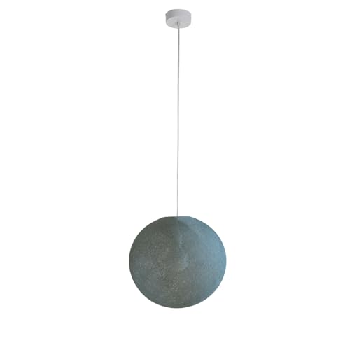 La Case de Cousin Paul Suspension Globe Vert de Gris 31/38/50cm - Luminaire Tissé Main - Abat-jour Nature pour Chambre, Salon - Éclairage Principal Élégant