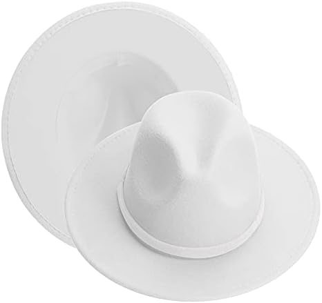 Phadora Brim Fedora Hats for Women/Men,Wide Brim Hats Under Red Bottom with Felt Band Vintage Rancher Hat