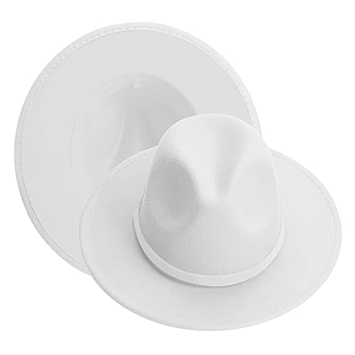 Image of KUJUHA Women Men Wide Brim Fedora Hat