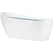 Freestanding Bathtub – 60 Inch Glossy White Acrylic Bathtub – Modern Flat Bottom Stand Alone Tub – Luxurious Tub