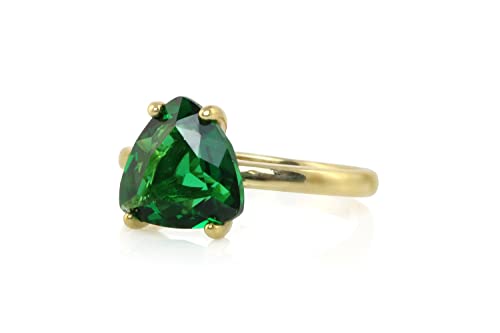 Bague Émeraude Trillion solitaire vibrant pour femme orné d'une pierre fine délicate