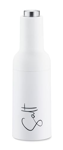 Trisa Elektrische Salzmühle im Flaschen-Design (Auto-On Kippsensor), Pfeffermühle elektrisch mit Keramikmahlwerk oben (Keine Krümel), Gewürzmühle für Einhandbedienung, Weiß