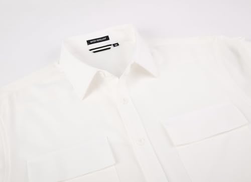 Alex Vando Mens Button Down Shirts Two Pockets Long Sleeve Casual Dress Shirt for Men