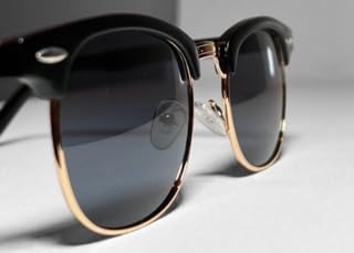 Black Retro Half Frame Sunglasses for Men and Women, Vintage4