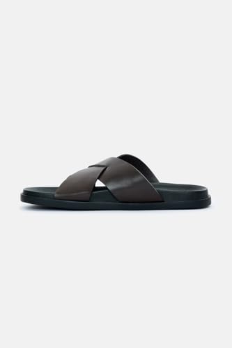 Image of SNITCH Men's Sandals | Crisscross Strap Design & Solid Pattern | PU Synthetic Upper & Durable TPR Outsole | Lightweight Casual Footwear