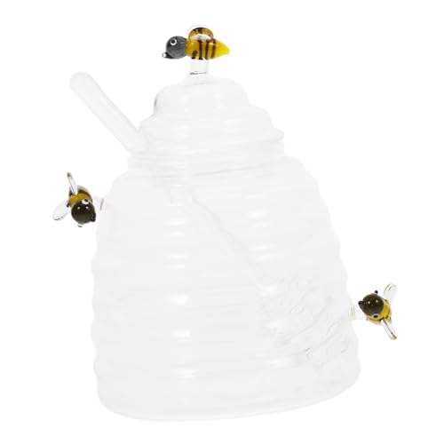 PRETYZOOM 1Set Glass with Dipper Transparent Storage Container for Honey Syrup Dispenser Includes Lidded Design Compact Lightweight for Easy Outdoor Use