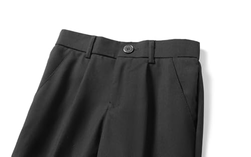 Image of Boys Dress Pants Solid Adjustable Waist Straight Slim Fit Flat Front Uniform Pants 5T-16Y