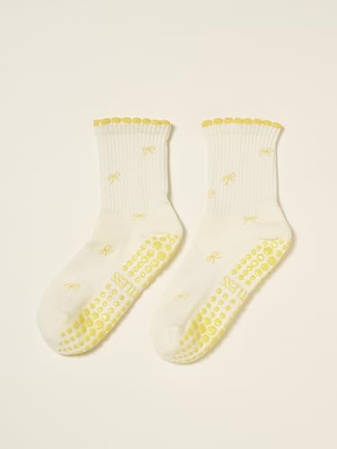 Image of Shapes Studio Half Calf Grip Socks, Cute Fruit Pilates Socks, Ruffle Socks, Non-Slip for Barre Yoga