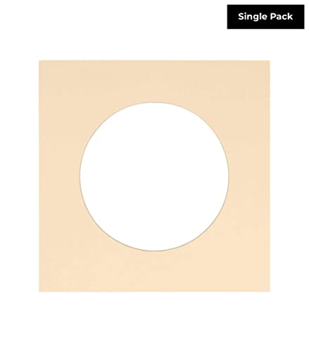 CountryArtHouse Beige Acid Free 18x18 Circle Picture Frame Mat with White Core Bevel Cut for 14x14 Pictures - Fits 18x18 Frame - Pack of 1 Matboard Show Kit with Acid Free Backing & Clear Bag