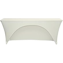YOUR CHAIR COVERS - Spandex 6 Ft x 18 Inches, Narrow Classroom Open Back Rectangular Training Stretch Tablecloth - Ivory