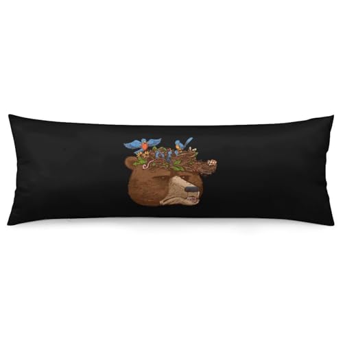Bear Head Bird Roost Body Pillow Cover Lightweight Long Pillow Case for Cushion Sofa Living Room Bed 20