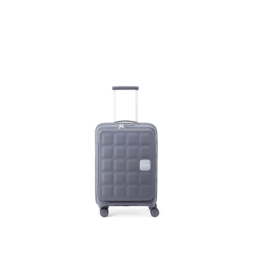 Image of American Tourister Bitbloc | Cabin Trolley Bag (55.5 cm) | 34 Ltrs | 360 8 Wheel Spinner | Hard Case | Recessed TSA Lock | 3 Years Global Warranty | Grey