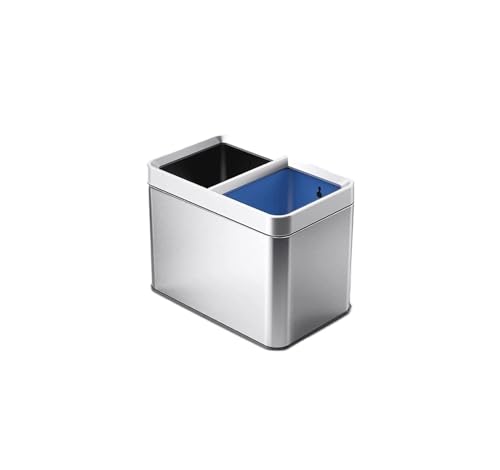 ERoomQ Garbage Cans Garbage Cans, Kitchen Dual BucketsTrash Can Recycle Bin with Removable Inner Buckets Stainless 10L+10L Waste Baskets Trash