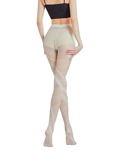 Sahabowi Women Sheer Tights, High Waist Pantyhose, Vintage Control Top Stockings(Patterns Colourful), Pantyhose5