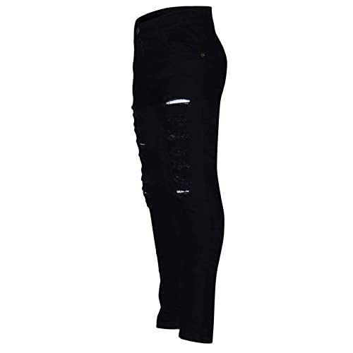 FEESHOW Kids Girls Stretchy Slim Fitted Tights Jeans Denim Pants Ripped Holes Skinny Jeggings Daily Wear3