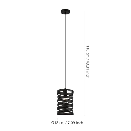 Lámpara colgante Cremella de acero negro estilo industrial E27 8