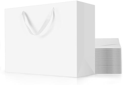 MOXARYSU White Gift Bags With Handles: 16x6x12 Inch 12pcs Extra Large White Paper Gags Bulk For Party Shopping Birthday Wedding