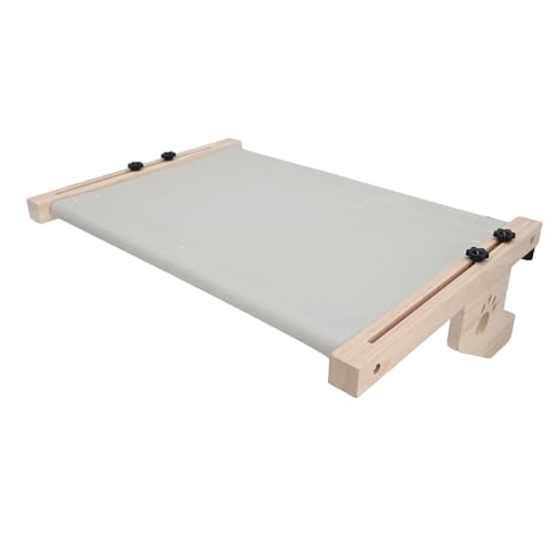 Solid Wood Cat Window Perch, Breathable Cloth Hanging Bed for Cats, Sturdy & Comfortable Resting Space, Reducing Spinal Pressure, for Indoor Cats, for Balconies, Windows or Bedside