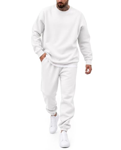 COOFANDY Men's Sweatsuit Set Fleece Crewneck Sweatshirt and Jogger Pants