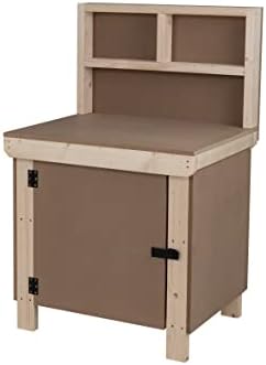 Wooden MDF Workbench With Lockable Cupboard And Back Panel - Garage Work Table (4ft)