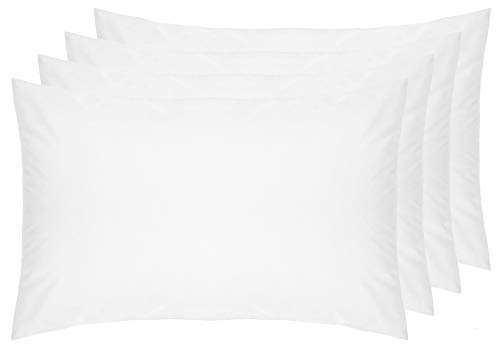 Belledorm 4 PACK White Pillowcases, 100% Cotton, 200 Thread Count Percale, 7 YEAR GUARANTEE (Housewife)