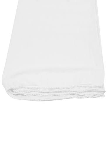 Image of Miraan Solid Pure Cotton Dupatta with Pom Pom Border, 2.25 meters length (DUPCOTTON)
