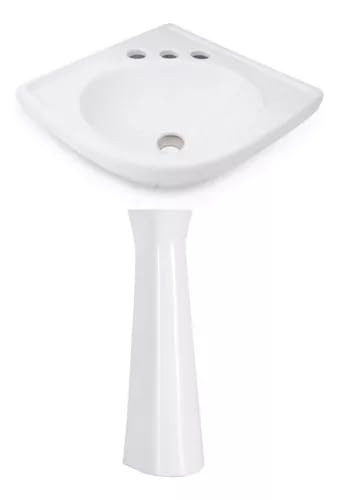 Opiniones de Lavabos de pedestal para comprar online. 49 Lavabo Ovalin Esquinero Esquina De Ceramica Blanco Y Pedestal