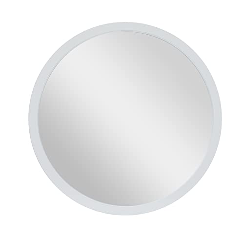 Deco 79 Contemporary Wood Round Wall Mirror, 30" X 2" X 30", White #TOP27