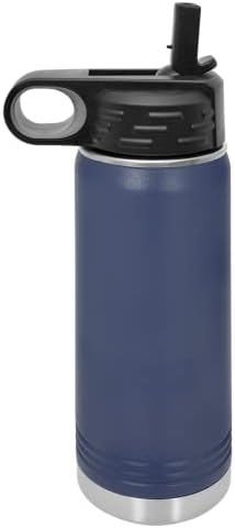 Polar Camel 20 oz Stainless Steel Water Bottle with Flip Top Lid and Straw (Navy Blue)