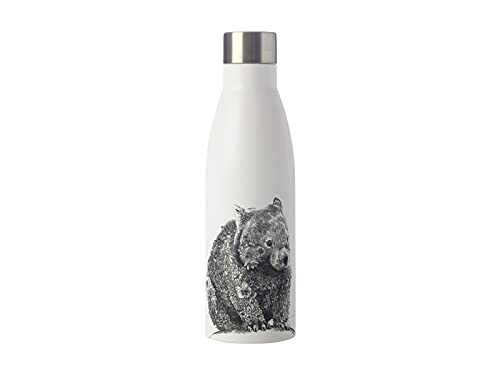 Maxwell & Williams Marini Ferlazzo Insulated Water Bottle with Wombat Design, Double Wall Stainless Steel, White, 500 ml