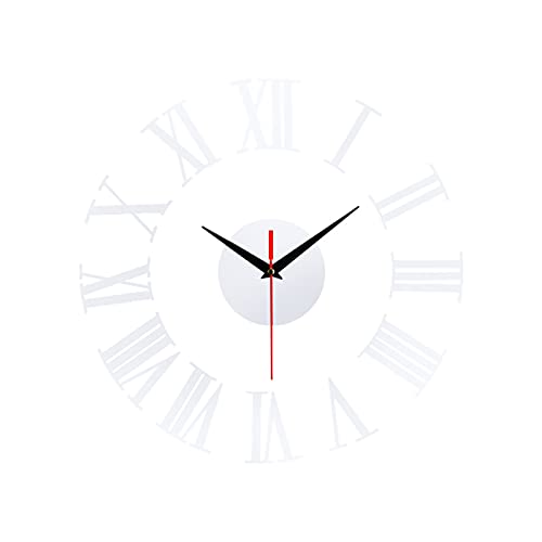 Wall Clocks Frameless Diy Wall Mute Clock 3d Mirror Sticker Home Decor Wall Mute Clock 12-hour Display Wall Clock With Time Mark 50x50cm Wall Clock for Living Room (Color : U, Size : 50 x 50 cm)