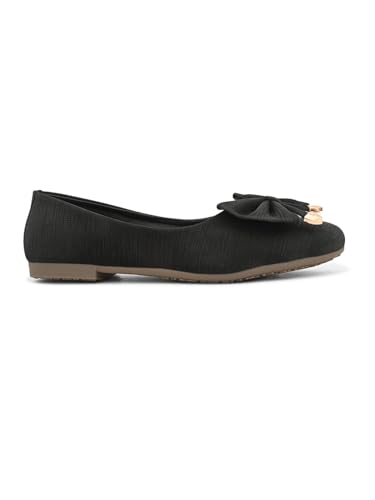 Image of XE Looks Flats with Gold-Tipped Bow - Elegant, Trendy, and Perfect for Any Occasion for Girls & Women