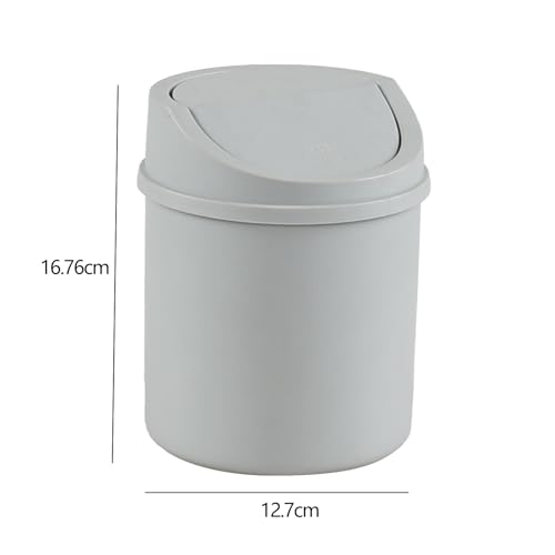 Image of Knifefish 0.5 Gallon Plastic Countertop Waste Bin with Swing Lid, Tiny Garbage Can, Mini Desktop Trash Can, Gray