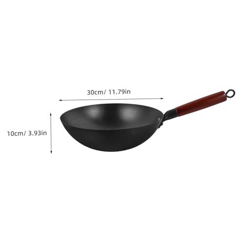 Wok tradicional de hierro con mango de madera miniatura 2